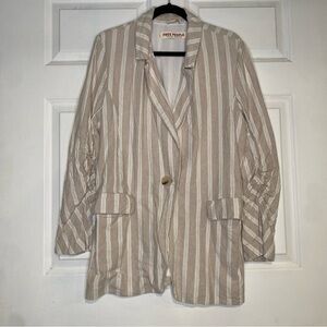 Free People Fern Blazer in Dusty Beige Oversized Linen Blend Size Medium
